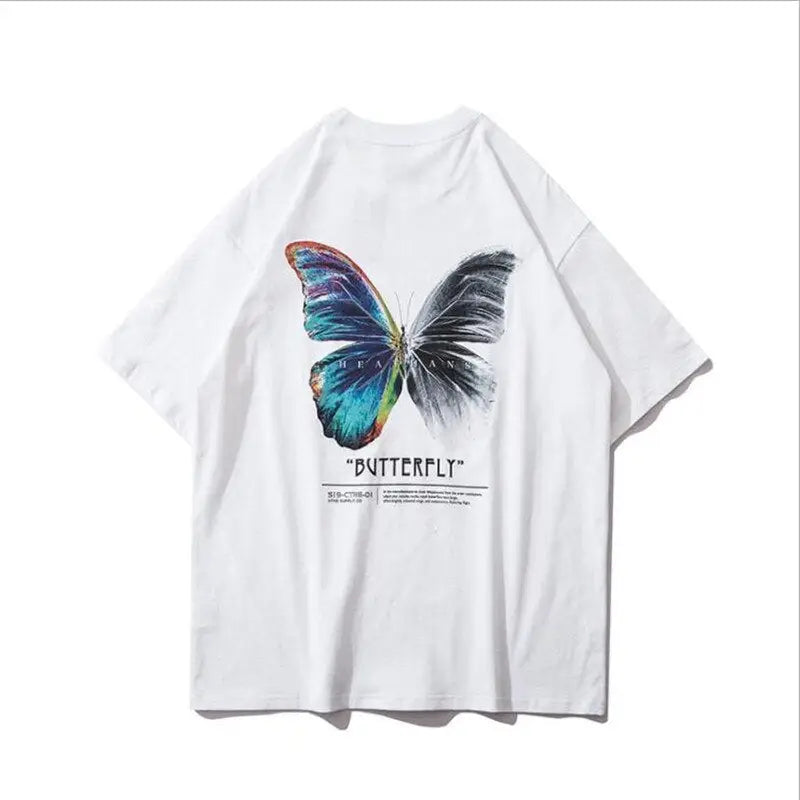 Butterfly Hip Hop Oversized T Shirt for Streetwear White / S