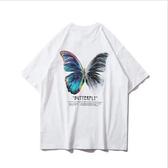 Butterfly Hip Hop Oversized T Shirt for Streetwear White / S