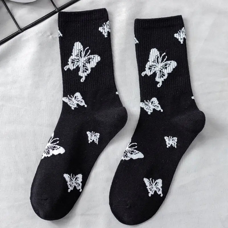 Butterfly Middle-Tube Sock