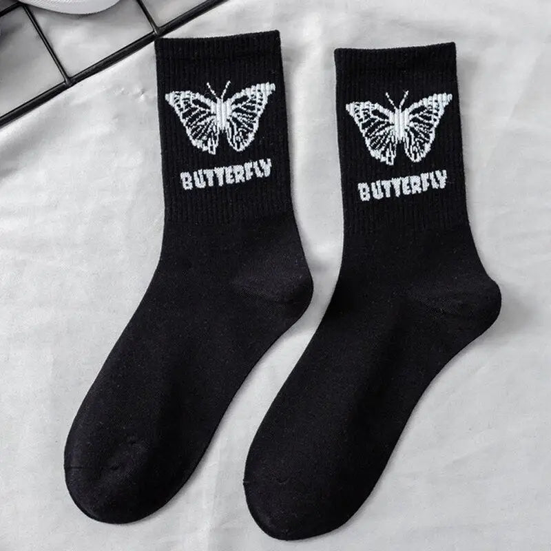 Butterfly Middle-Tube Sock