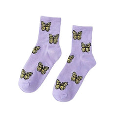 Butterfly Middle-Tube Sock