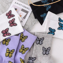 Butterfly Middle-Tube Sock