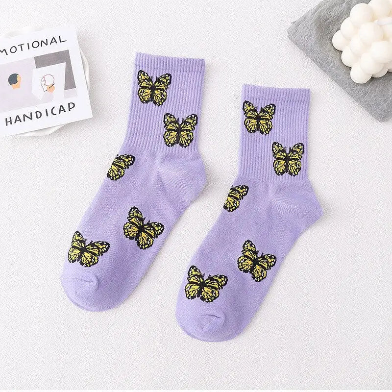 Butterfly Middle-Tube Sock