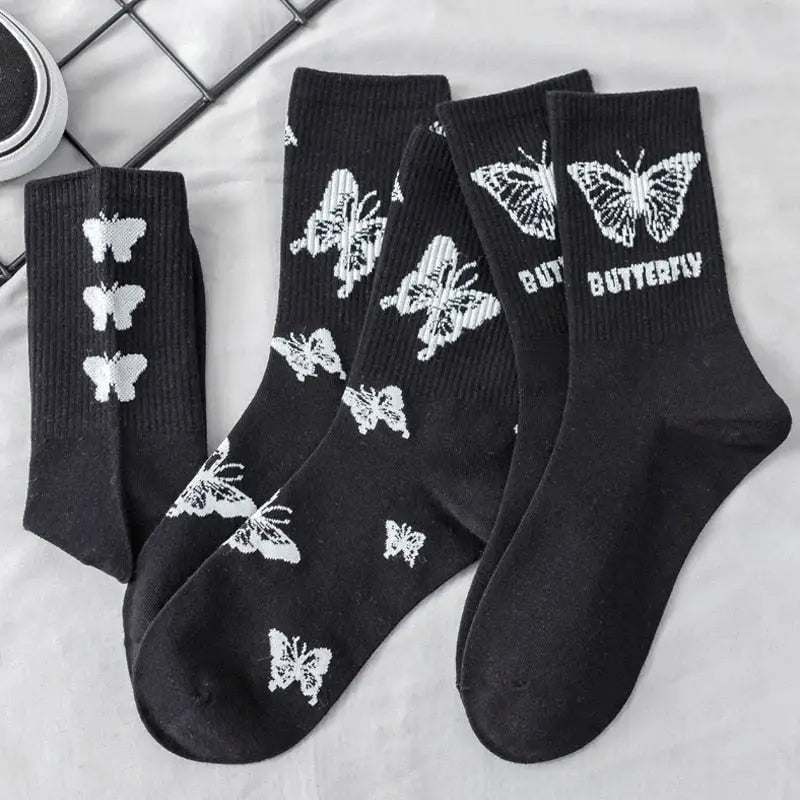 Butterfly Middle-Tube Sock