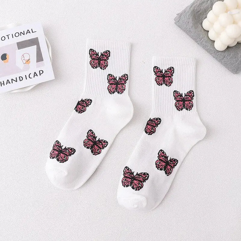 Butterfly Middle-Tube Sock