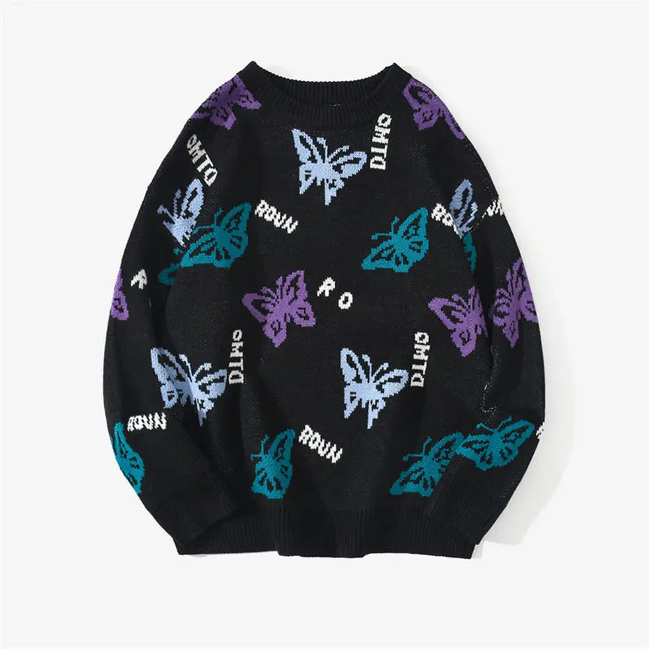 Butterfly Print Knitted Sweater