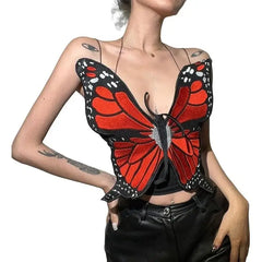 Butterfly Sleeveless Crop Corset Top