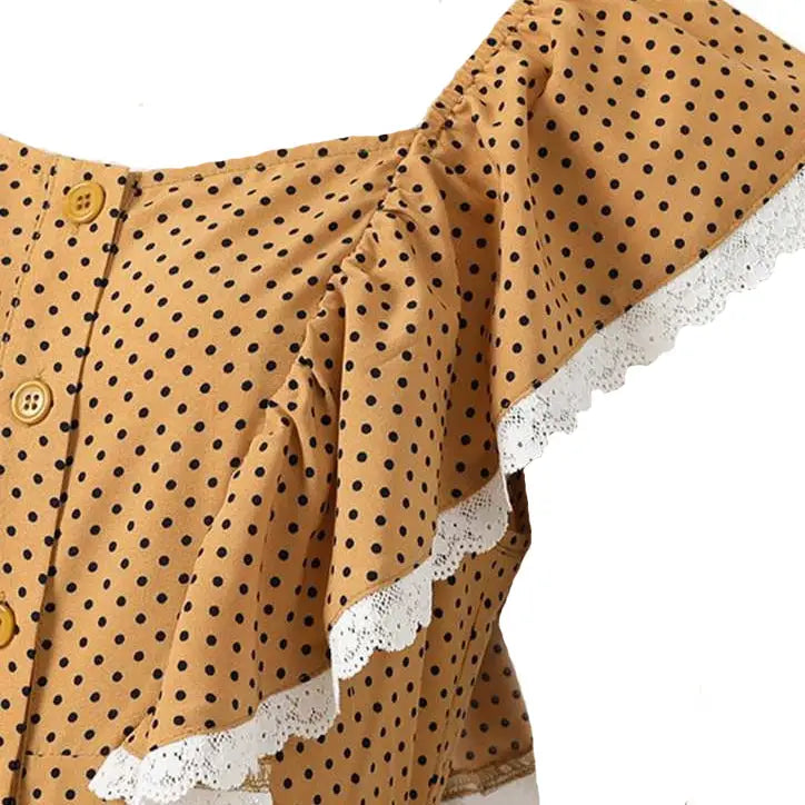 Butterfly Sleeves Dot Pattern Dress