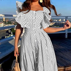 Butterfly Sleeves Dot Pattern Dress