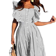 Butterfly Sleeves Dot Pattern Dress