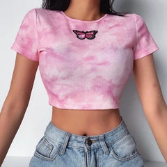 Butterfly Tie Dye Crop-Top