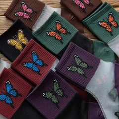 Butterfly Transparent Ankle Socks Cotton Rayon Low Tube