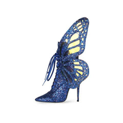 Butterfly Wings Sequined PU Leather Stiletto Boots