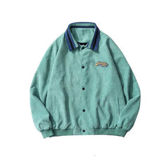 Button Polo Collar Corduroy Coat