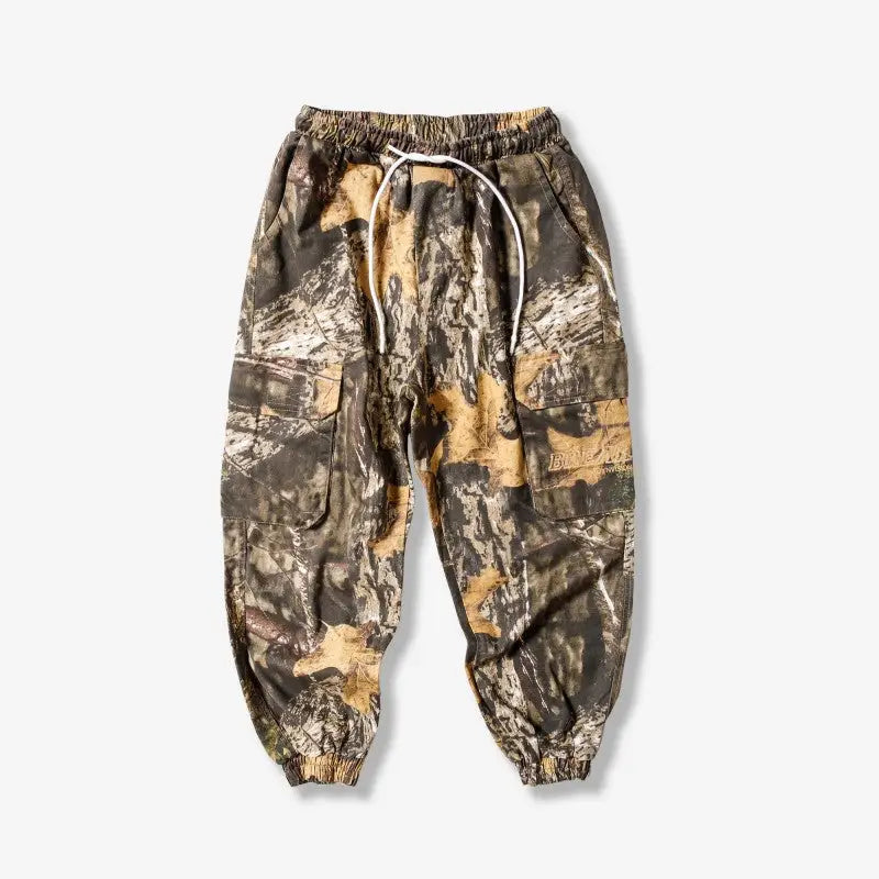 Camouflage Loose Cargo Pants - Brown / L
