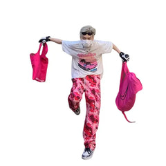 Camouflage Loose Pants Cotton Polyester Full Length 38