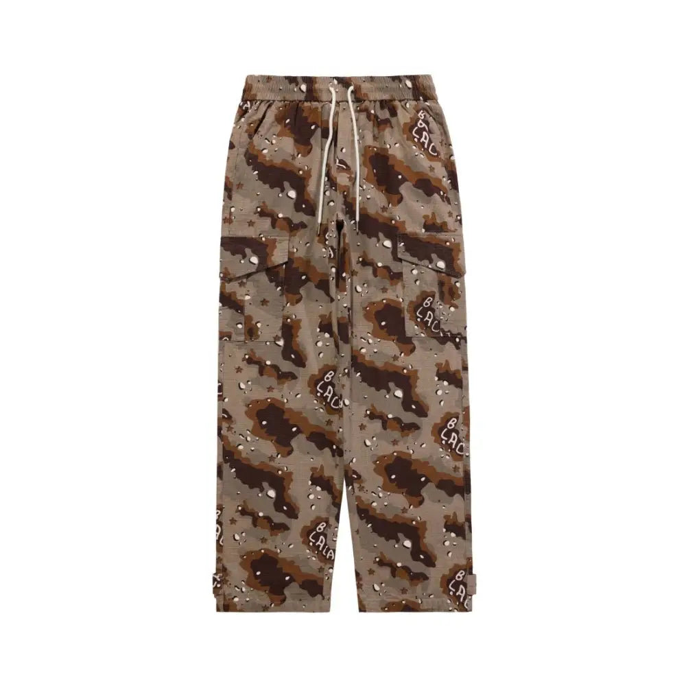 Camouflage Loose Pants Cotton Polyester Full Length 38