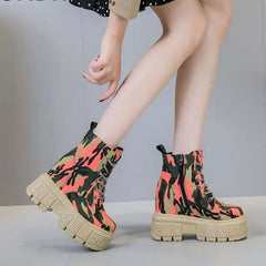 Camouflage Mixed Colors Platform Boots