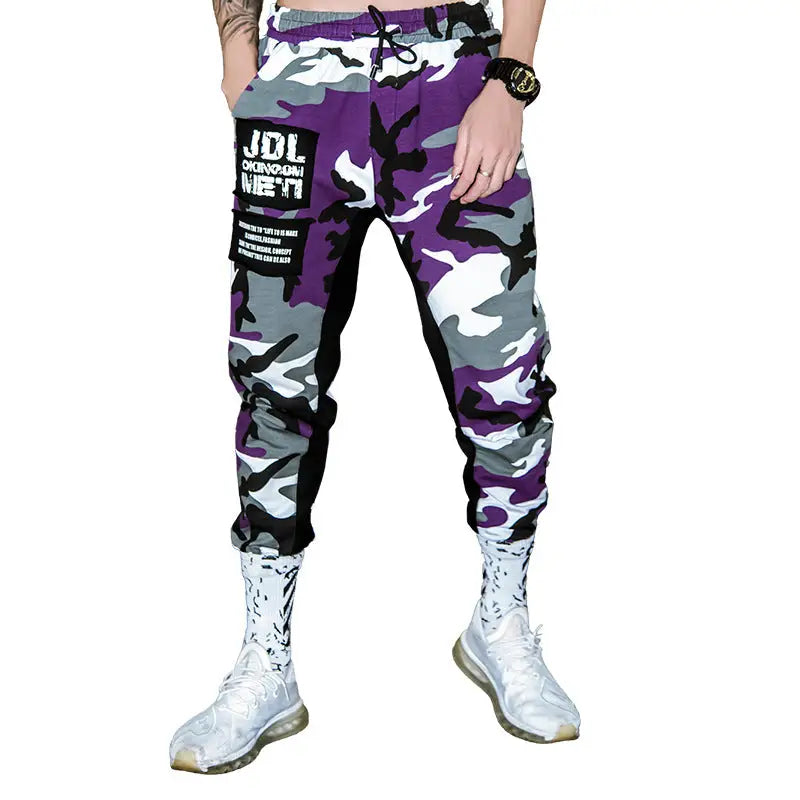 Camouflage Patch Loose Pants with Material Feels Soft