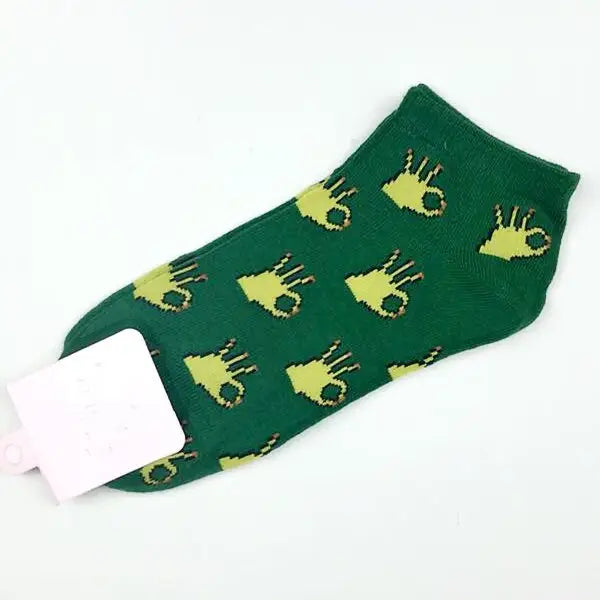 Candy Color Fruits Cotton Sock - Dark Green / one size