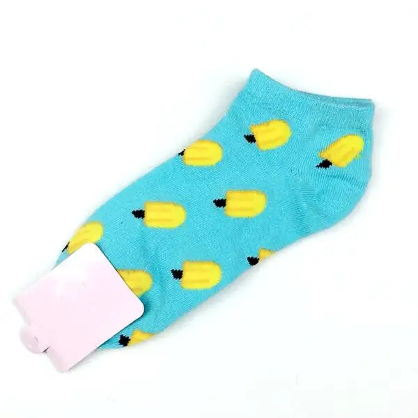 Candy Color Fruits Cotton Sock - Marine Blue / one size