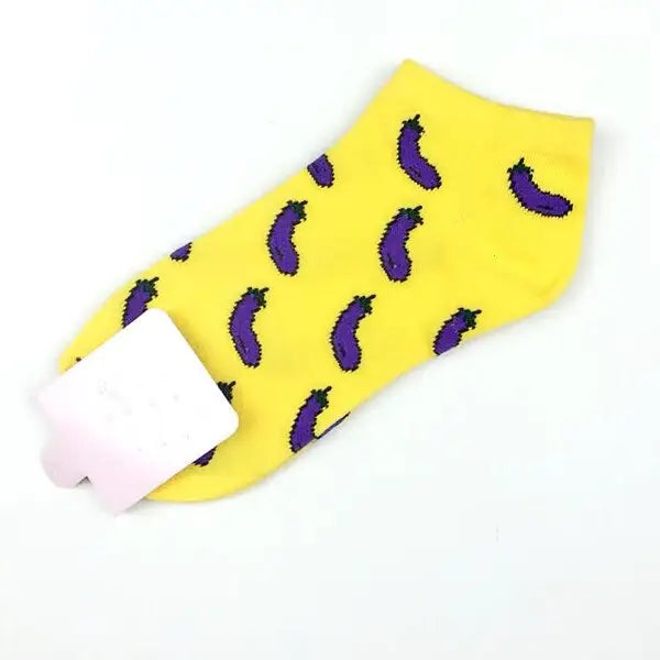 Candy Color Fruits Cotton Sock - Yellow / one size - Socks