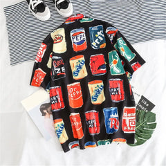 Cans Pepsi Coke Buttons Shirt