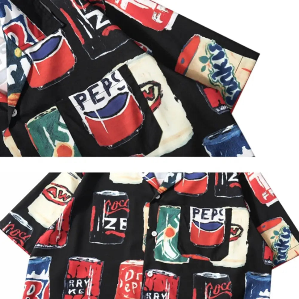 Cans Pepsi Coke Buttons Shirt