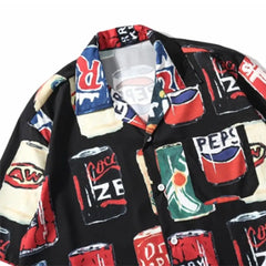 Cans Pepsi Coke Buttons Shirt