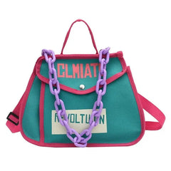 Canvas Handbag Climate Revolution Chain Small Bag Green