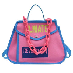 Canvas Handbag Climate Revolution Chain Small Bag Pink