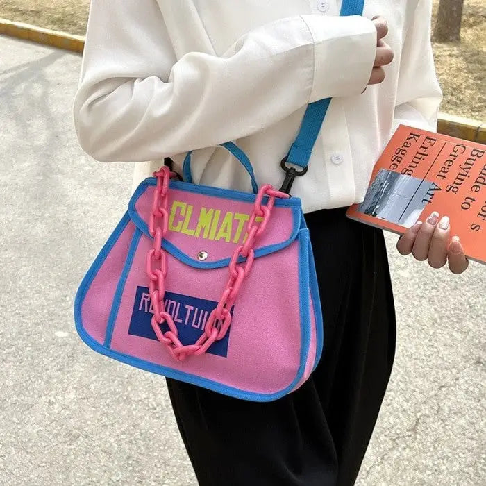 Canvas Handbag Climate Revolution Chain Small Bag