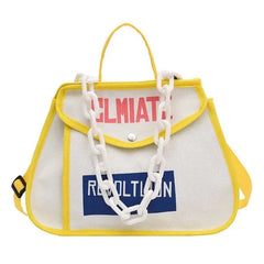 Canvas Handbag Climate Revolution Chain Small Bag White