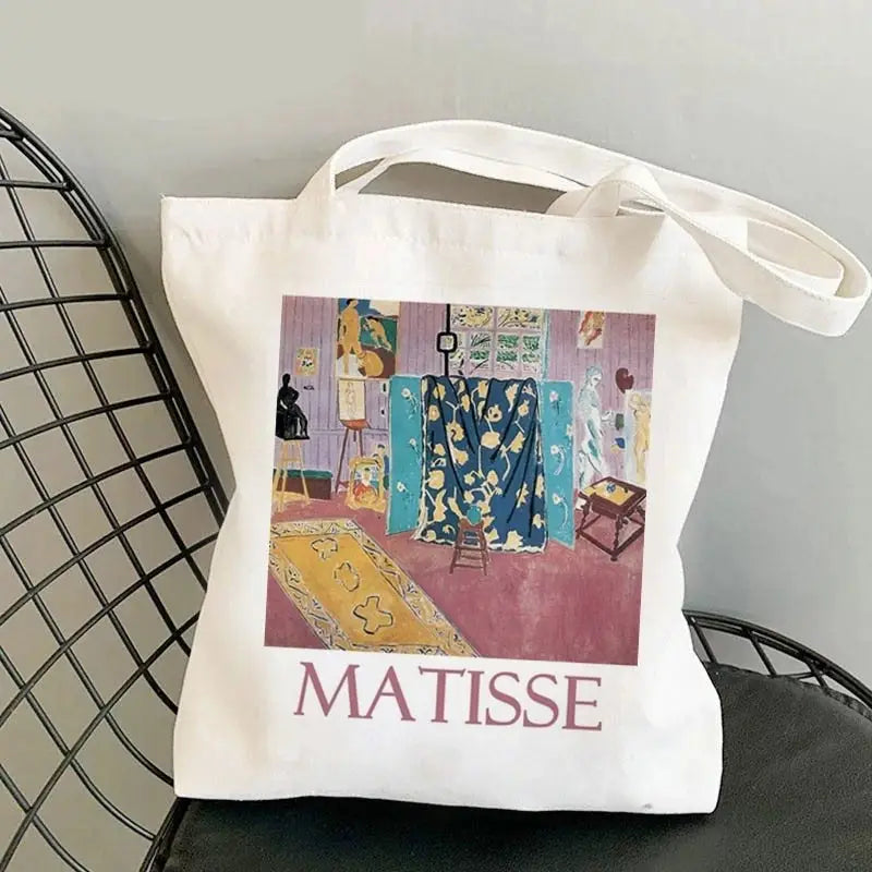 Canvas Matisse Shopping Large Tote Bag Geometric Pattern