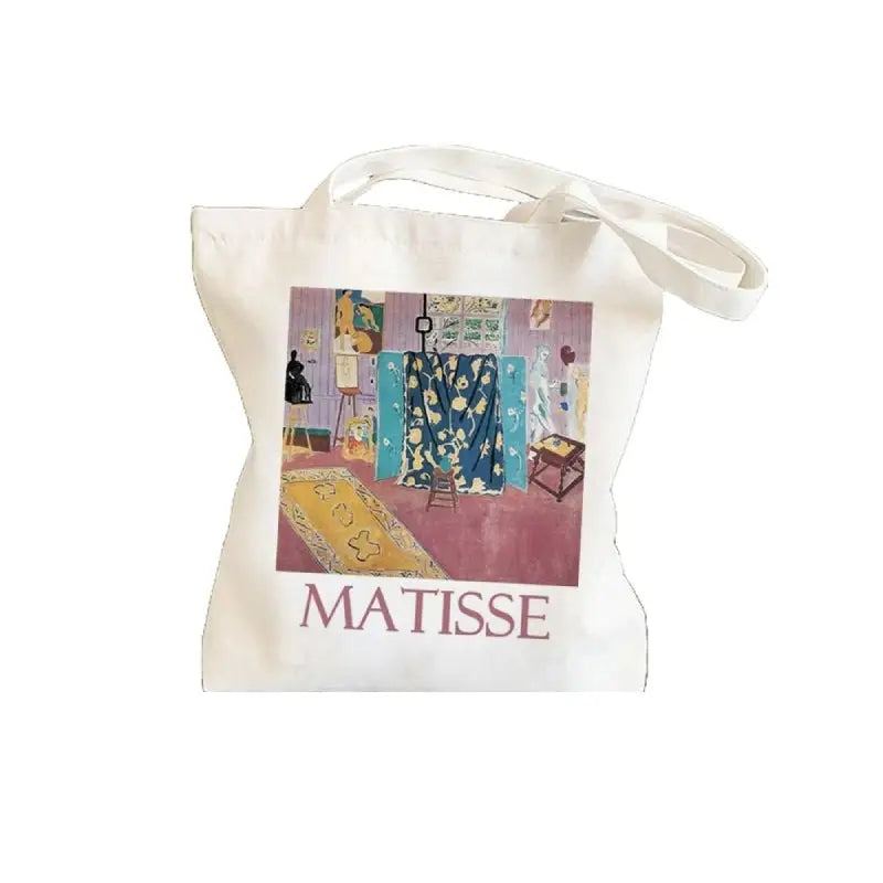 Canvas Matisse Shopping Large Tote Bag Geometric Pattern