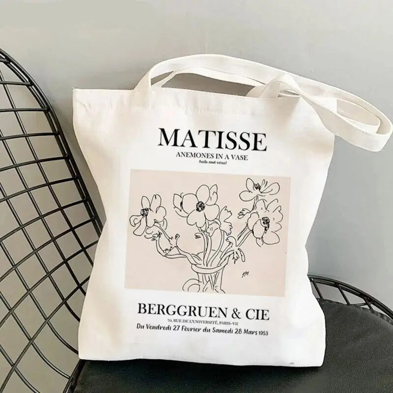 Canvas Matisse Shopping Large Tote Bag Geometric Pattern