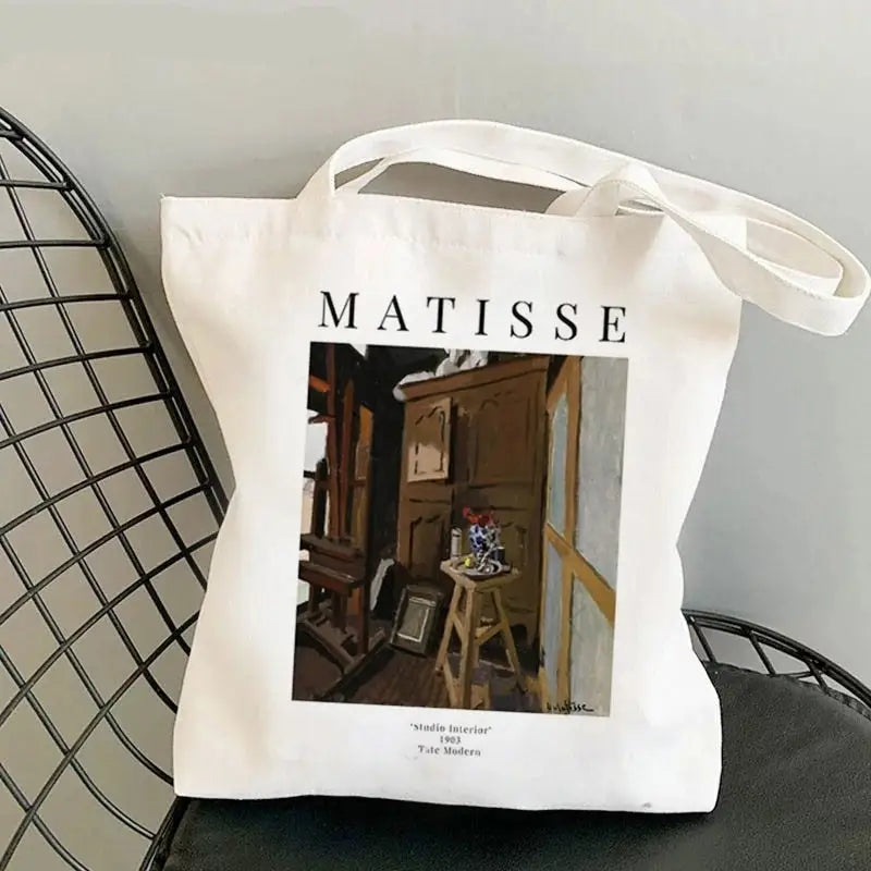 Canvas Matisse Shopping Large Tote Bag Geometric Pattern