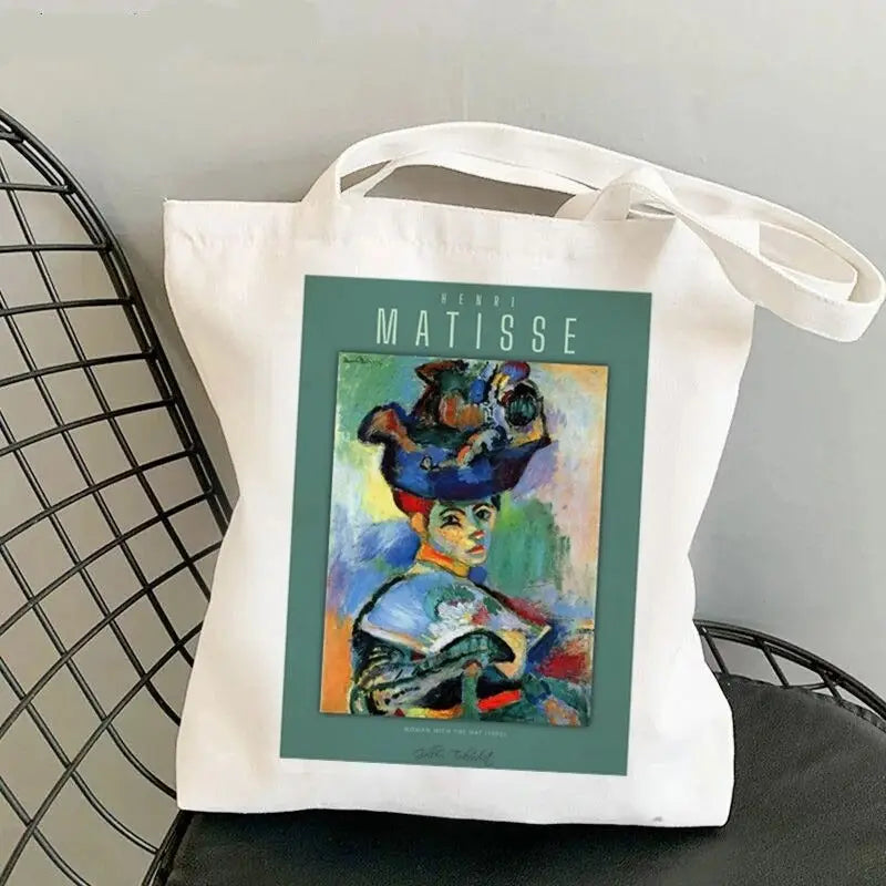 Canvas Matisse Shopping Large Tote Bag Geometric Pattern