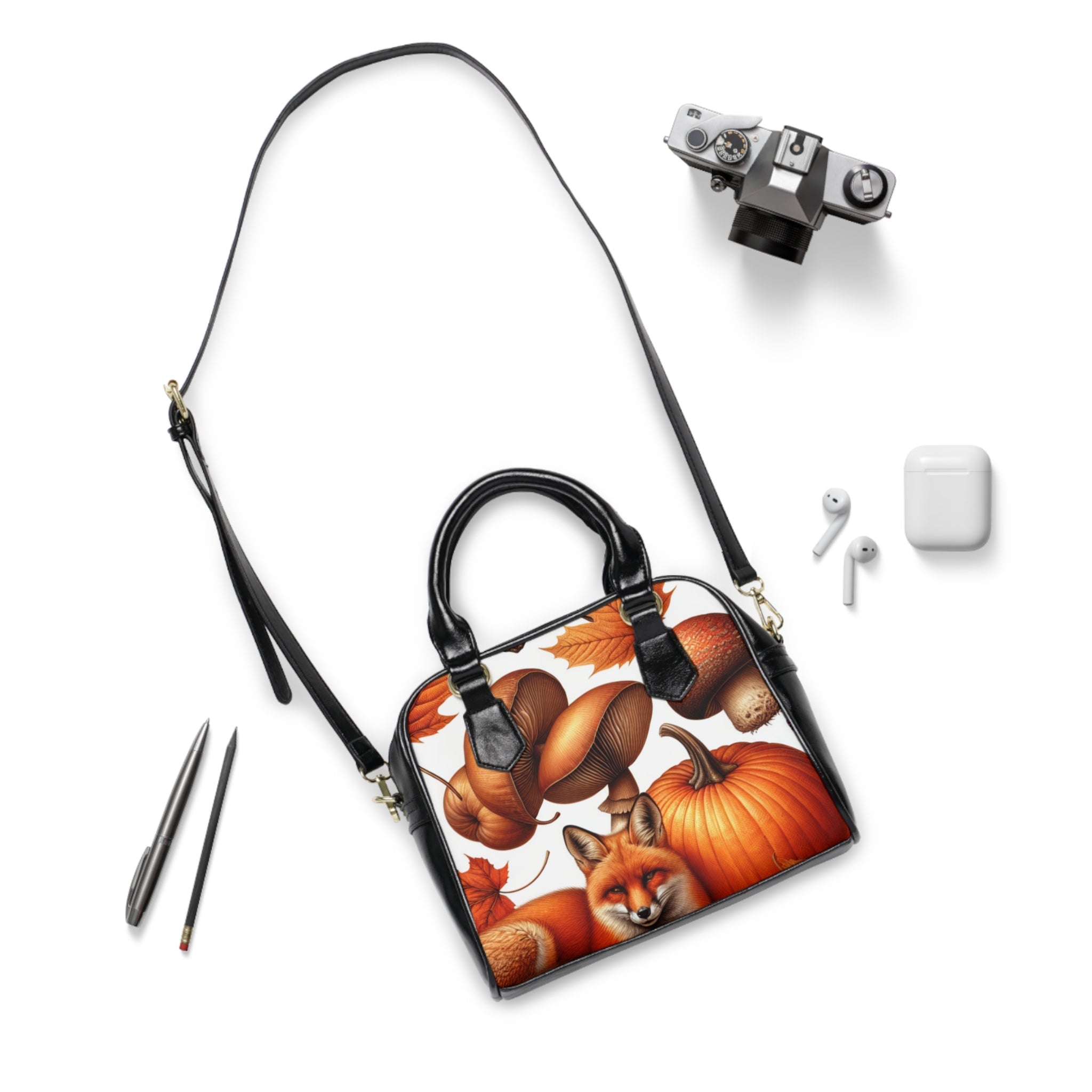 Canvas Shoulder Handbag with Fall Vibes Design 9.45’’ x