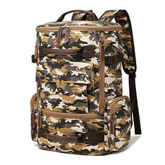 Canvas Travel Flap Pockets Rucksack Backpack