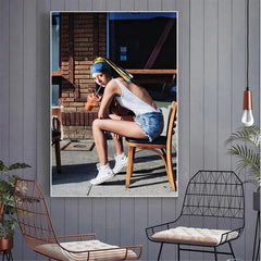 Canvas Wall Art Girl Wearing Denim Bathing Suit