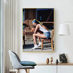 Canvas Wall Art Girl Wearing Denim Bathing Suit