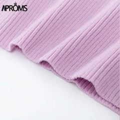 Caramel High Neck Ribbed Knit Crop Top