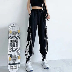 Cargo Pockets High Waist Loose Pants