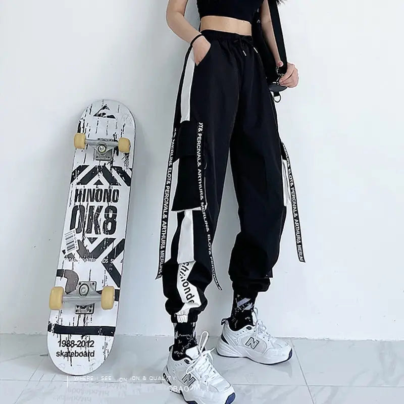 Cargo Pockets High Waist Loose Pants