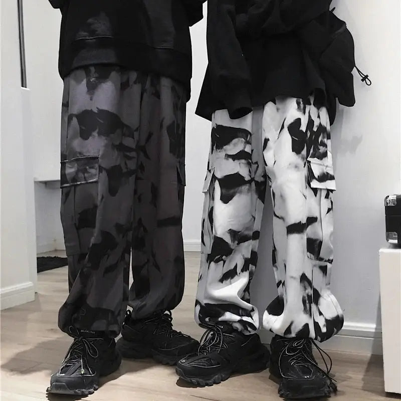 Cargo Tie Dye High Waisted Trousers Pants