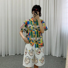 Cartoon and Letters Harajuku Shirt