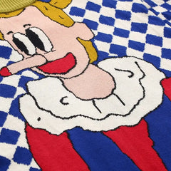 Cartoon Clown Knitted Sweater Cotton Round Neck One Size
