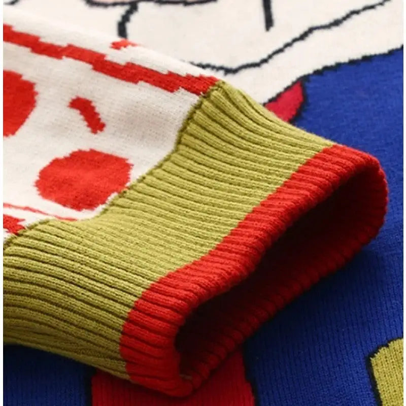 Cartoon Clown Knitted Sweater Cotton Round Neck One Size