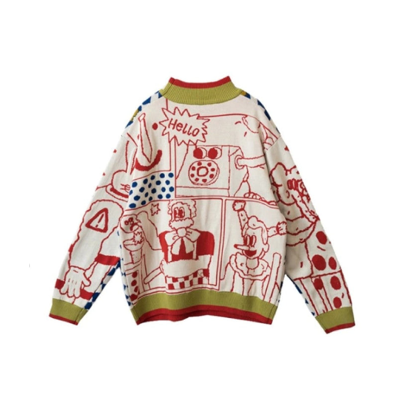 Cartoon Clown Knitted Sweater - Multicolor / OneSize